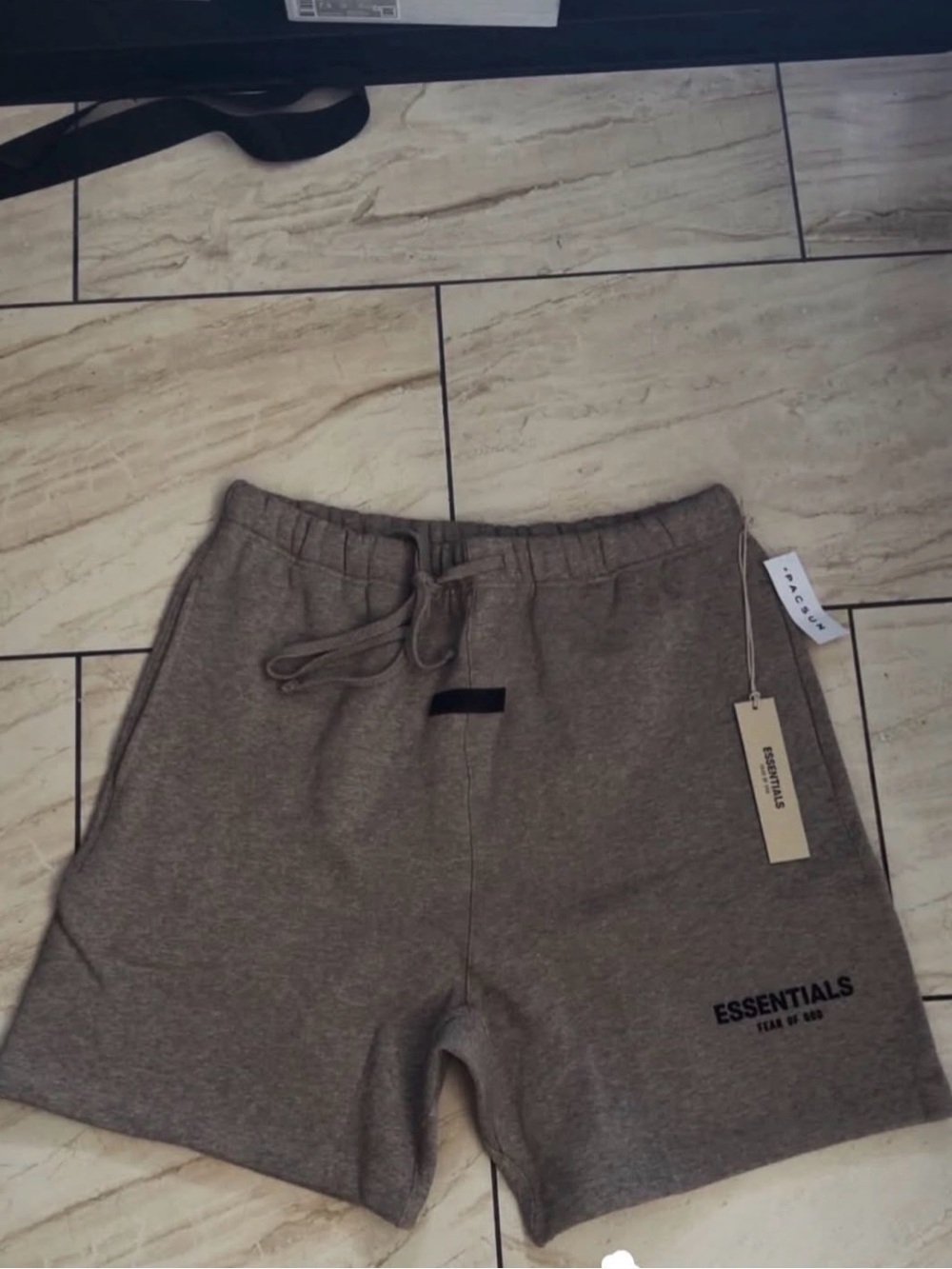 ESSENTIALS Men's Taupe Drawstring Athletic Shorts